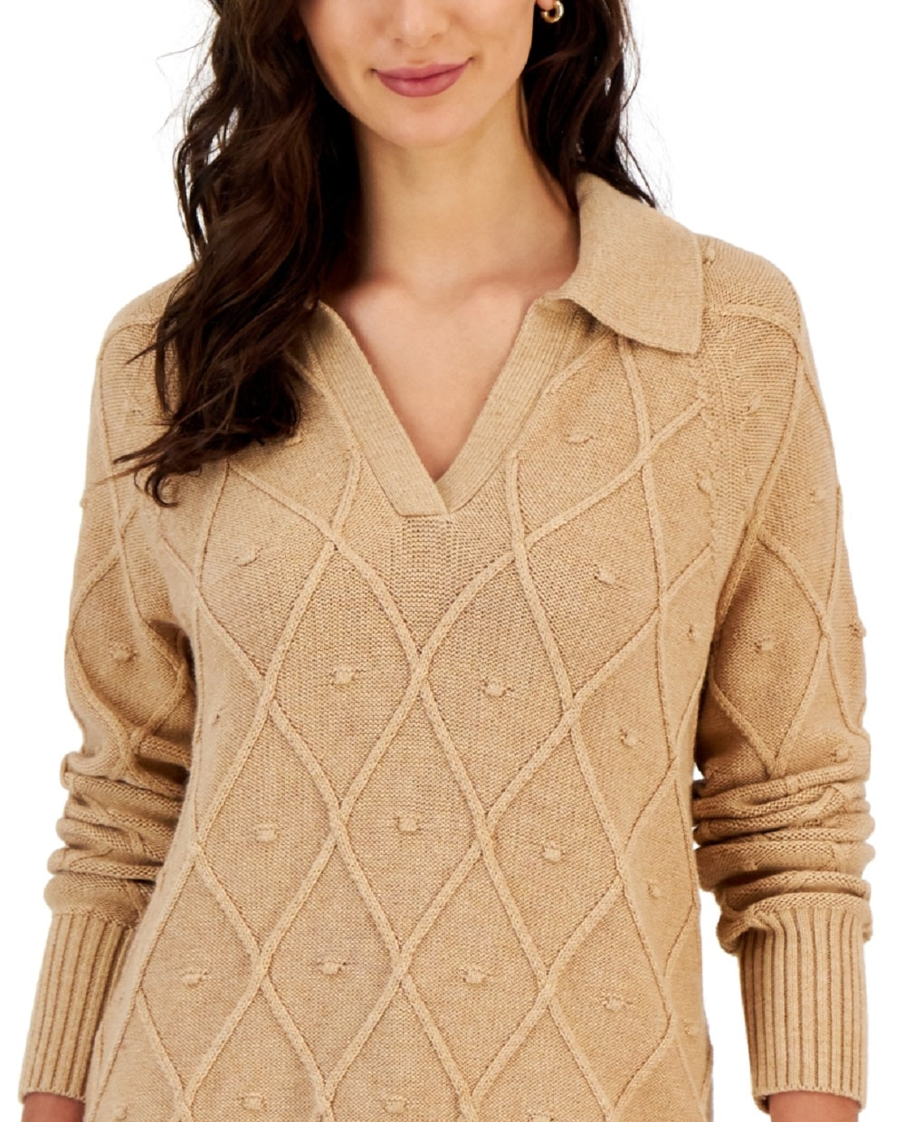 Charter Club Women's Long Sleeve Sweater Brown Size Small