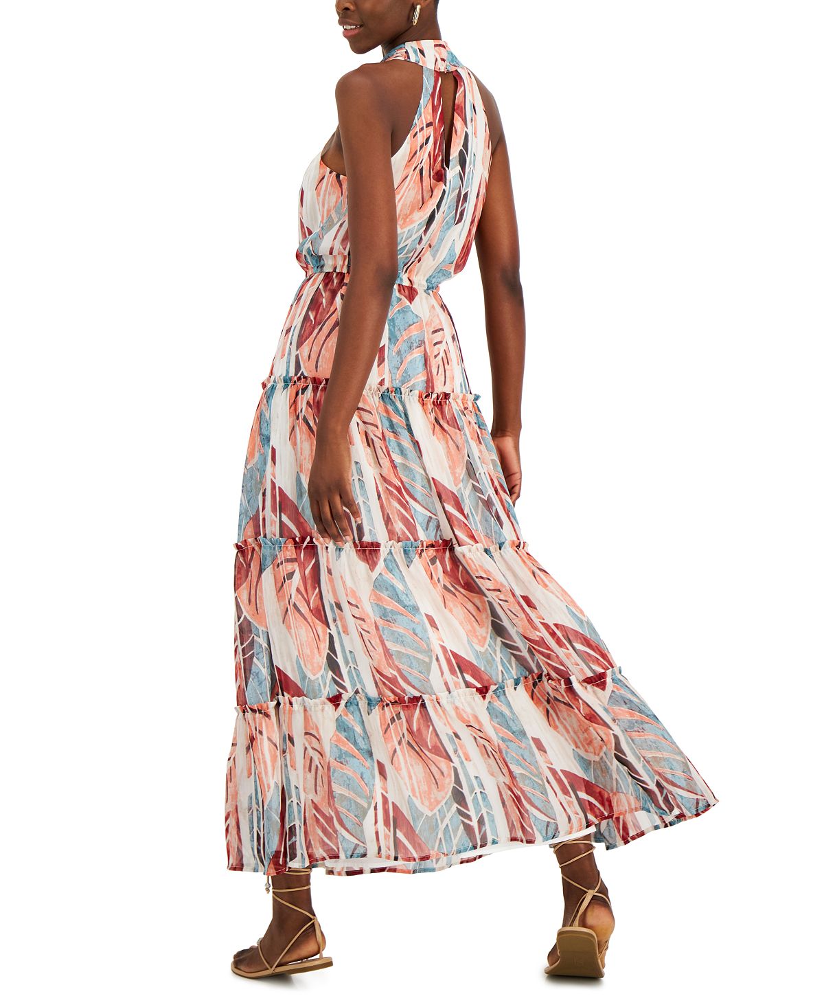 INC International Concepts Women's Printed Halter Dress Blue Size Medium