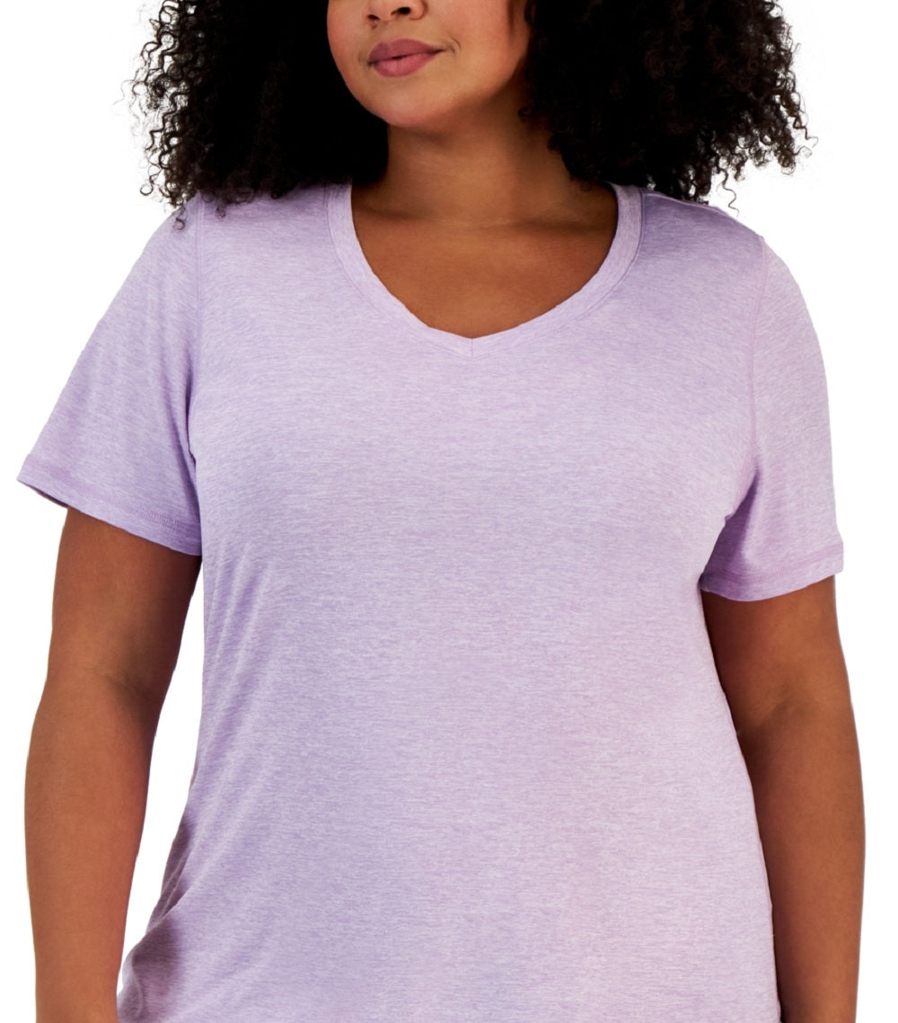 ID Ideology Women's Rapidry V Neck Performance T-Shirt Purple Size 2X
