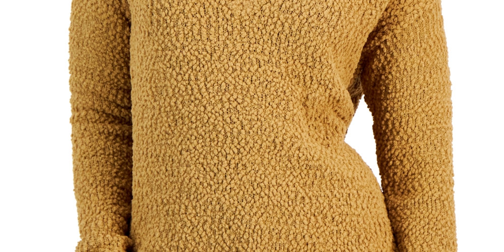 Style & Co Women's Teddy Boucle V Neck Sweater Brown Size XX-Large