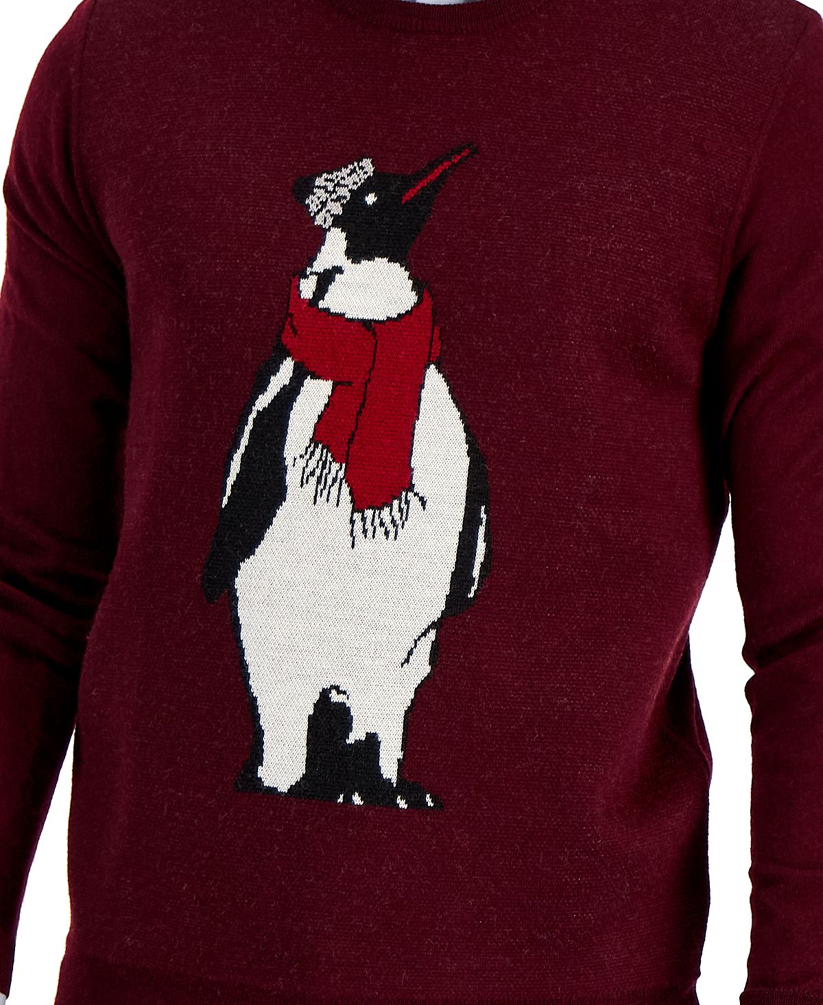 Club Room Men's Merino Penguin Sweater Red Size X-Large