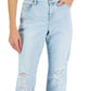 INC International Concepts Women's Mid Rise Destructed Flare Leg Jeans Blue Size 10