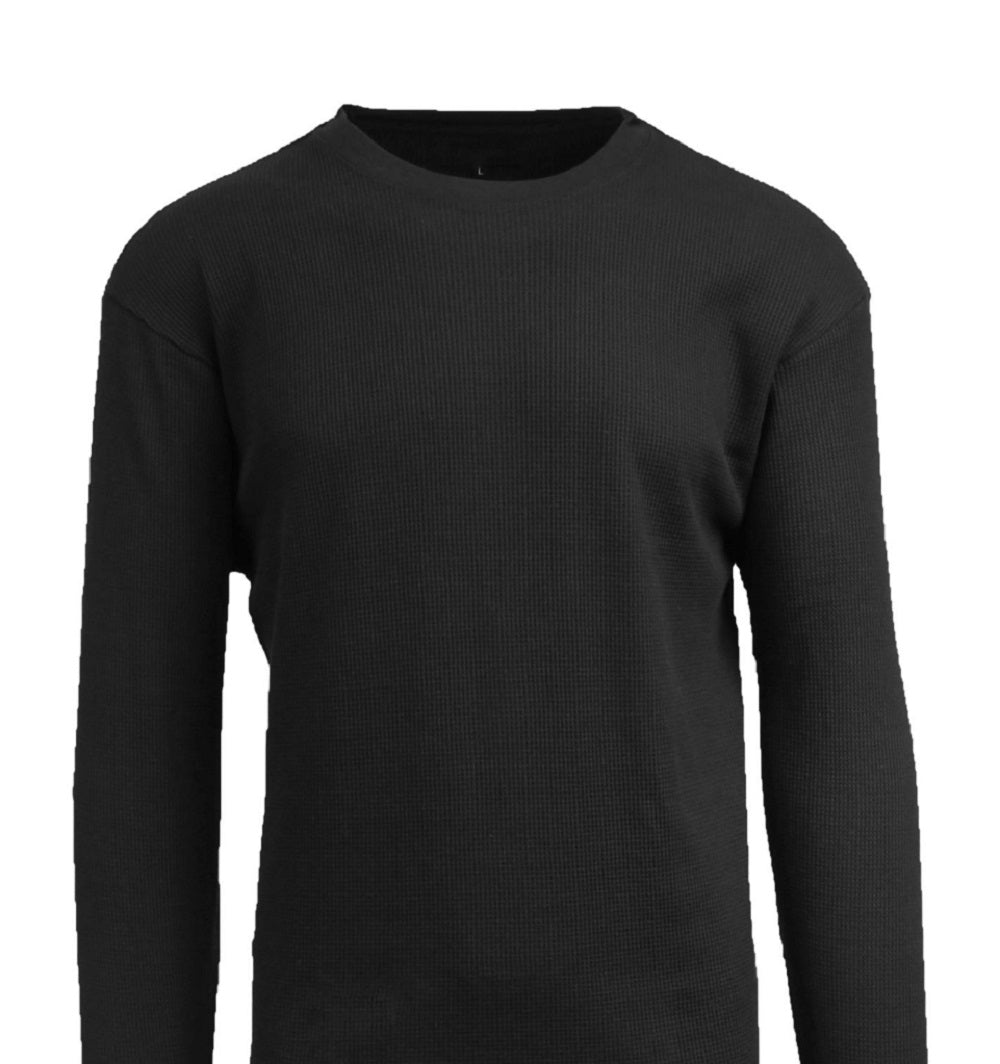 Galaxy By Harvic Men's Waffle Knit Thermal Shirt Black Size X-Large
