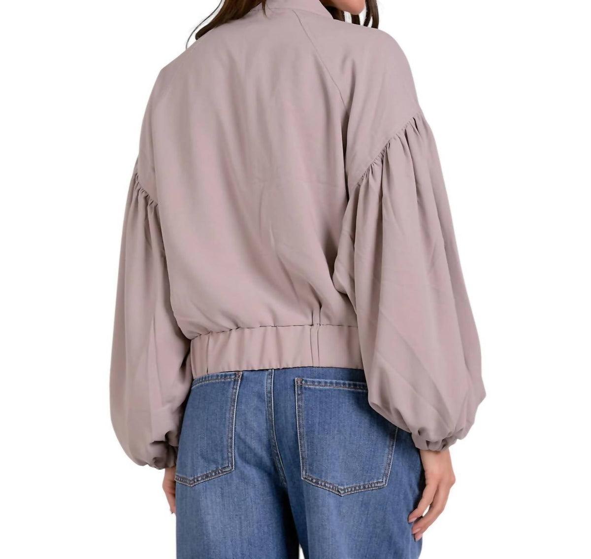 Elan - Zip Up Balloon Bomber Jacket