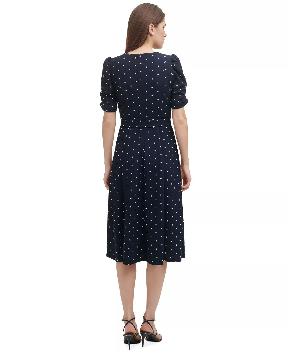DKNY Women's Polka Dot Midi Dress Blue Size 16