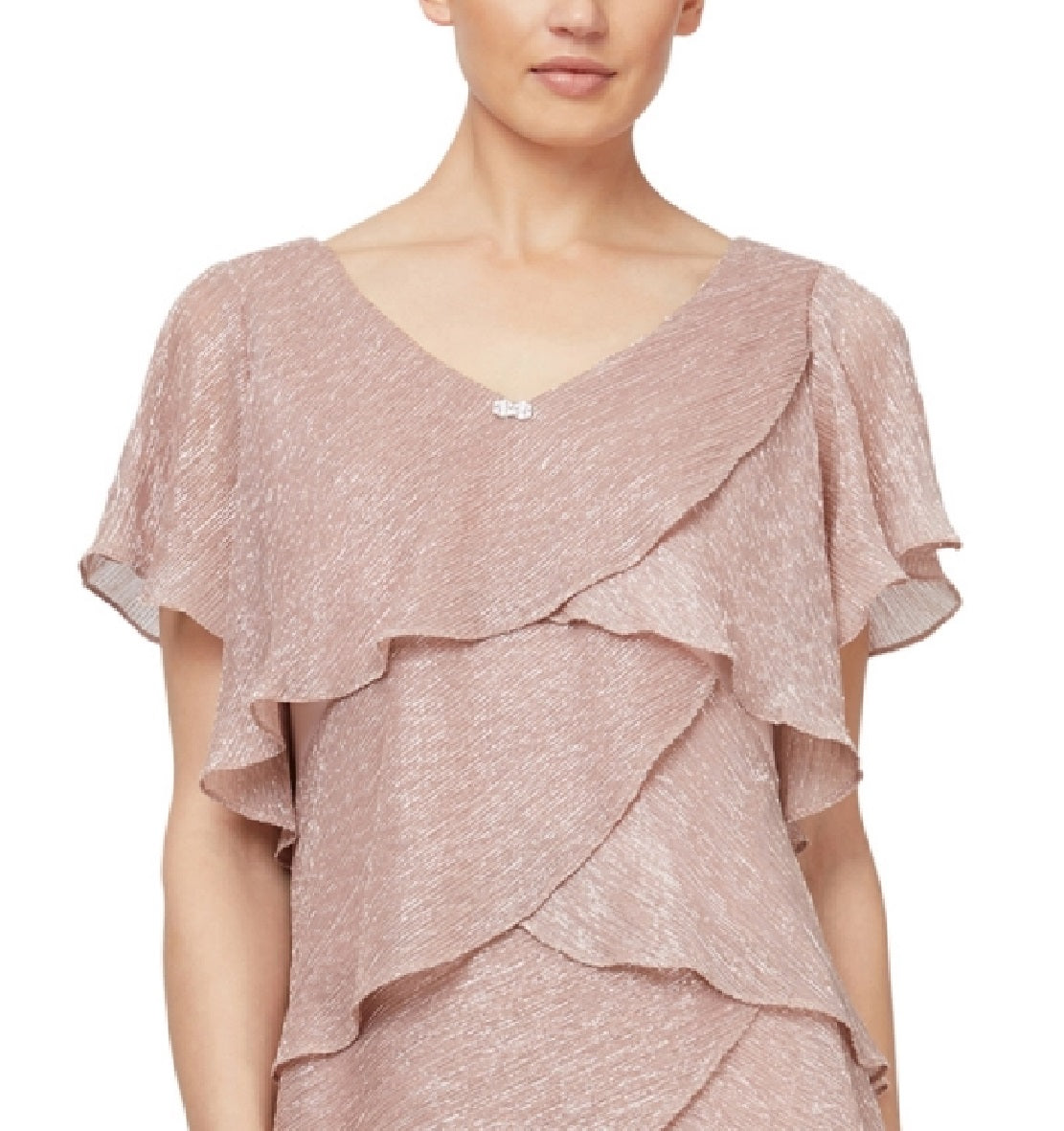 SL Fashions Women's Tiered Shimmer Shift Dress Pink Size 4