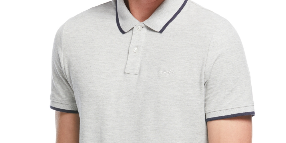 Perry Ellis Men's Tipped Collar Solid Polo Shirt Gray Size X-Large
