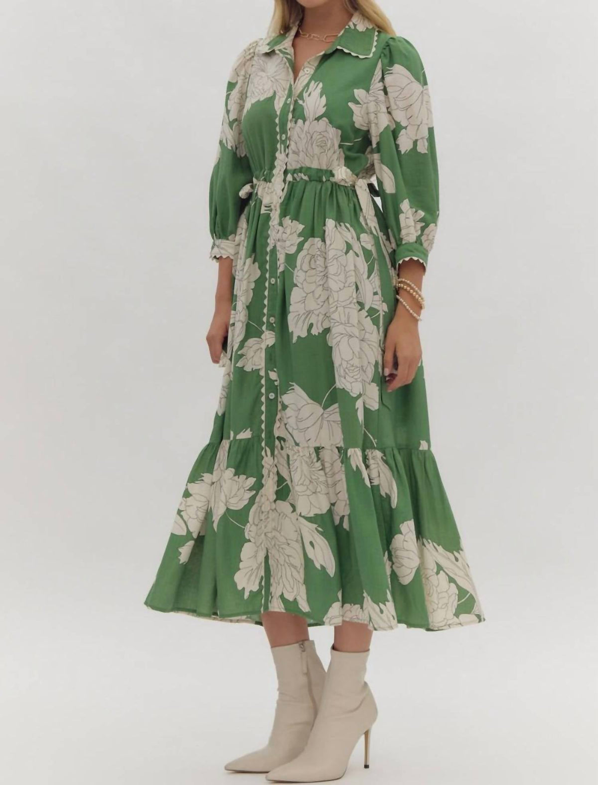 Entro - Floral Button-up Midi Dress