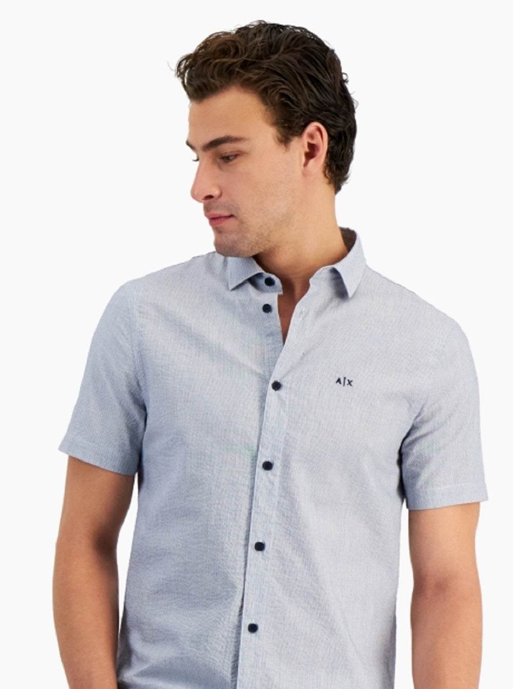 A|X Armani Exchange Men's Plaid Floral Print Camp Shirt Blue Size X-Large