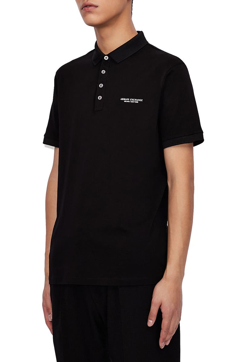AX Armani Exchange Men's Milano New York Logo Polo Shirt Black Size Medium
