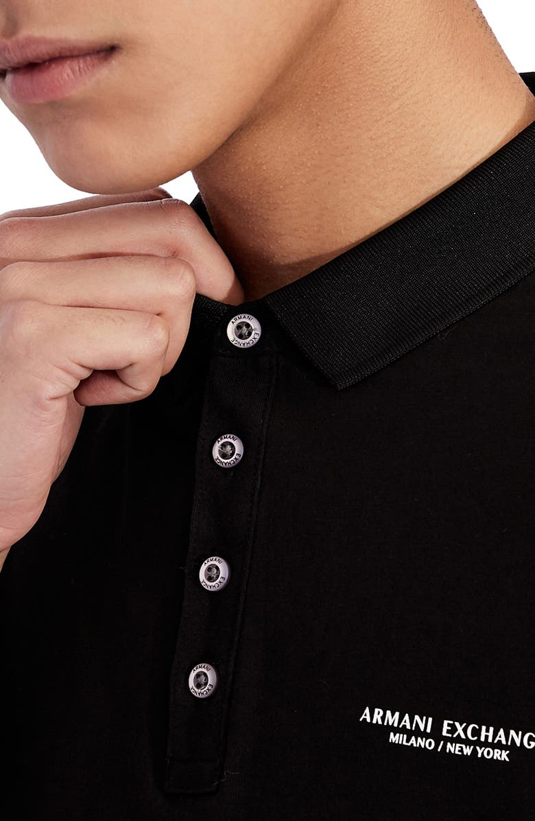 AX Armani Exchange Men's Milano New York Logo Polo Shirt Black Size Medium