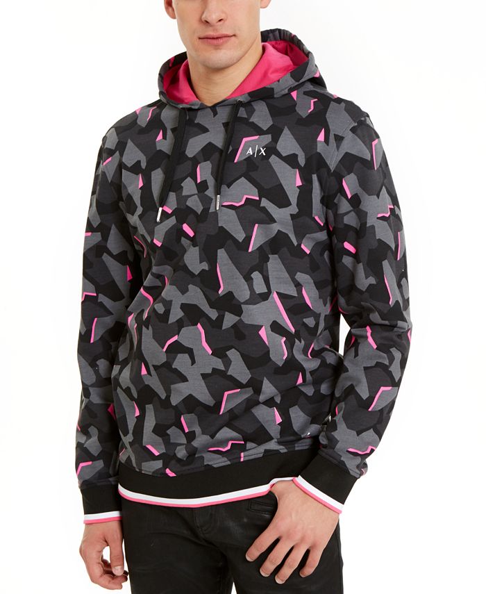 A|X Armani Exchange Men's Hyperbright Fleece Hoodie Black Size Medium