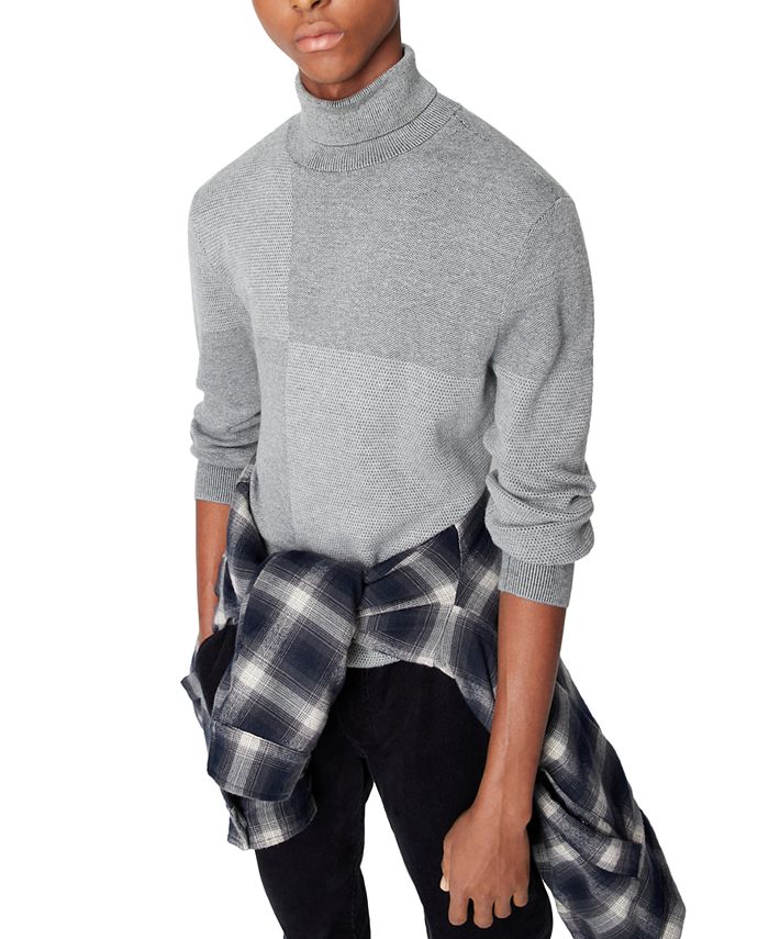 A|X Armani Exchange Men's Colorblocked Turtleneck Sweater Gray Size Large
