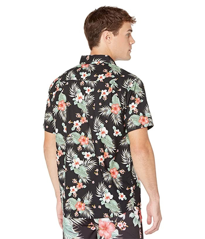 Hurley Men's Wedge Woven Short Sleeve Button Up Shirt Black Size X-Large