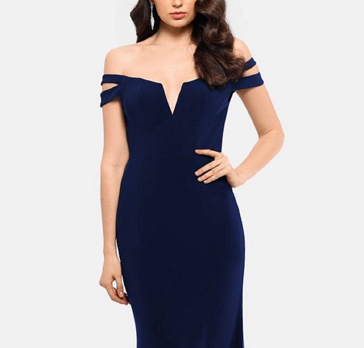XSCAPE Women's Cold Shoulder Gown Blue Size 10