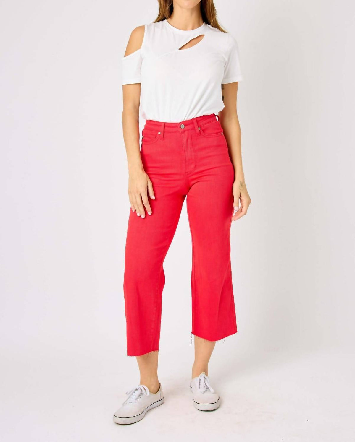 Judy Blue - High Waist Garment Dyed Tummy Control Crop Wide Leg Pants