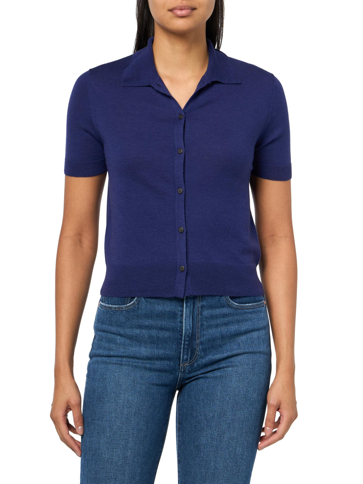 Vince Womens Collared Button Up Shirt Deep Iris X Large