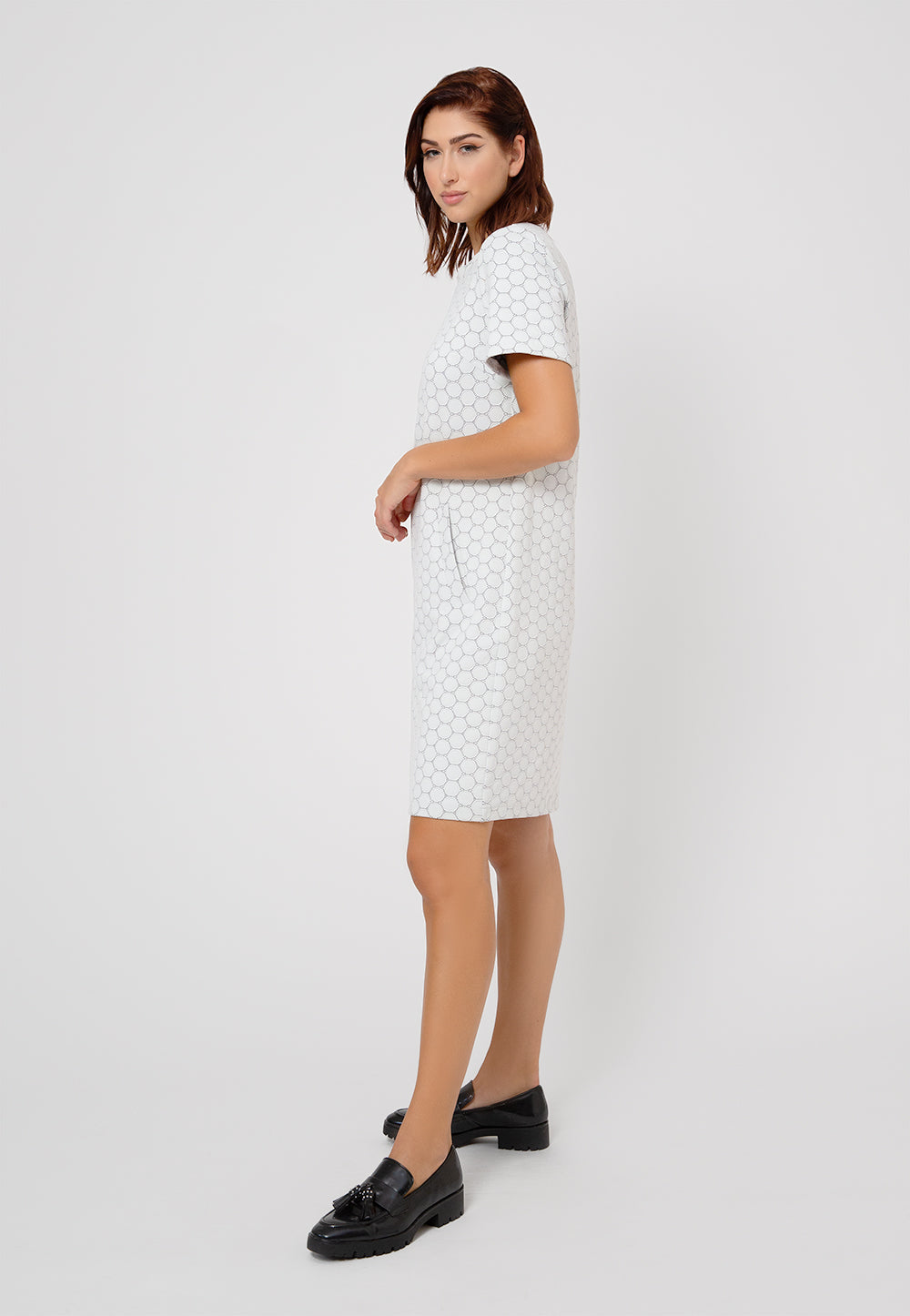 Leota Women's Short Sleeve Maddie Dress in Luxe Ivory