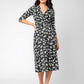 Leota Women's 3/4 Sleeve Amiya Midi Wrap Dress Gray