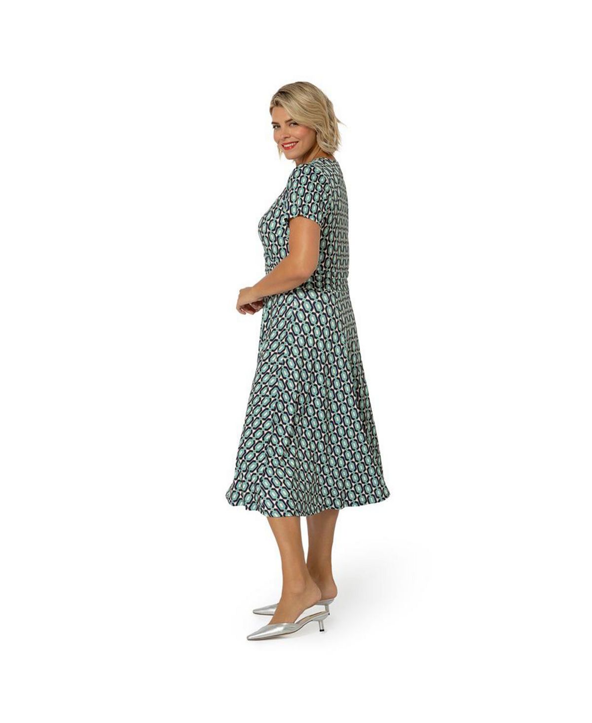 Leota Women's Amiya Midi Perfect Wrap Dress Blue Size 1X