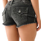 True Religion Womens Joey Low Rise Flap Shorts Eclipse Black Size 31