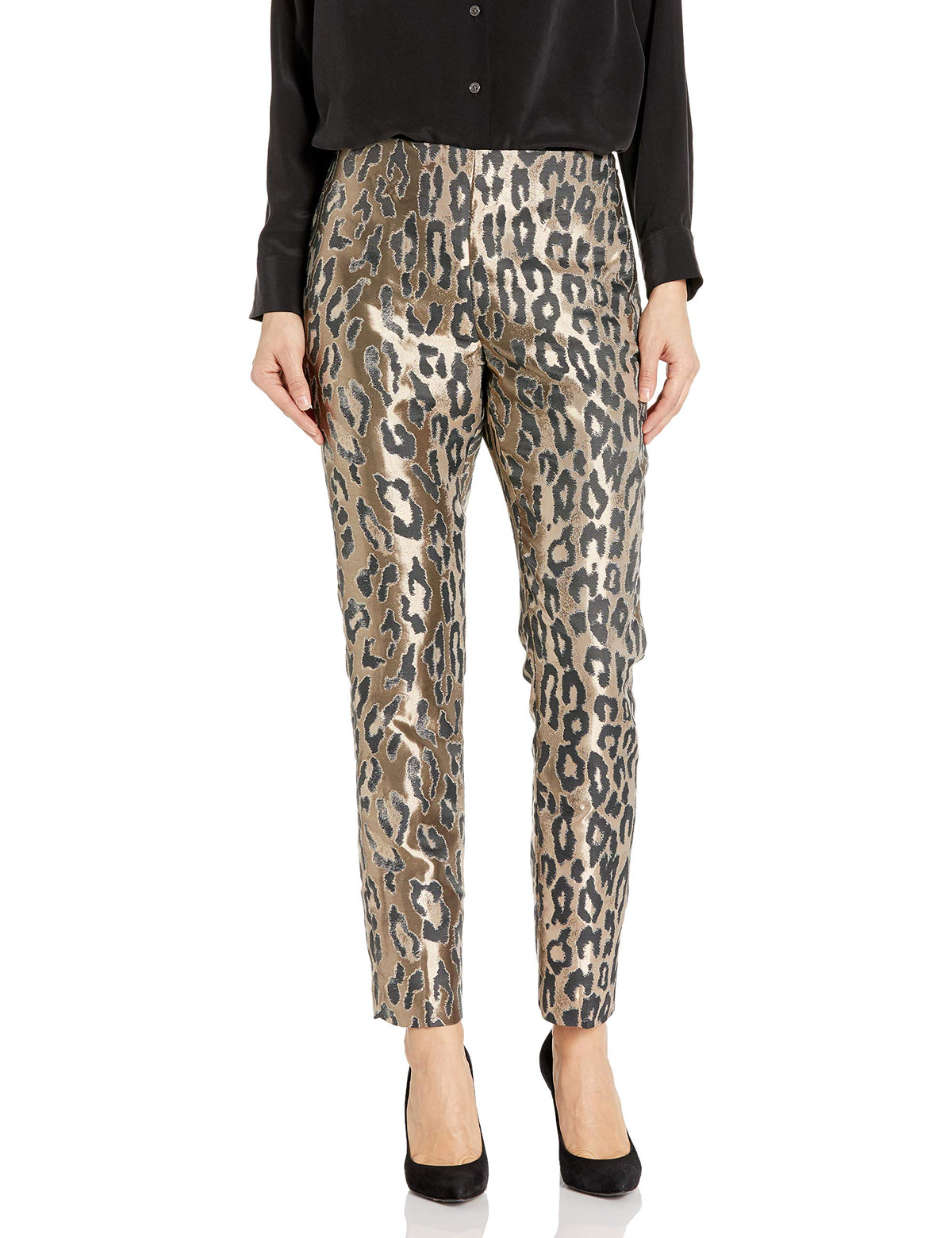 Vince Camuto Womens Leopard Jacquard Side Zip Slim Rich Black 2