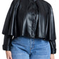 ELOQUII Women's Plus Size Faux Leather Cape Jacket - 16, Black Onyx
