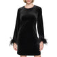 Karl Lagerfeld Paris Womens Black Long Sleeve Velvet Sheath Mini Dress Size 4