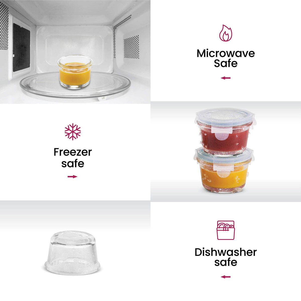 4 Oz Glass Food Containers - 6 Piece Set