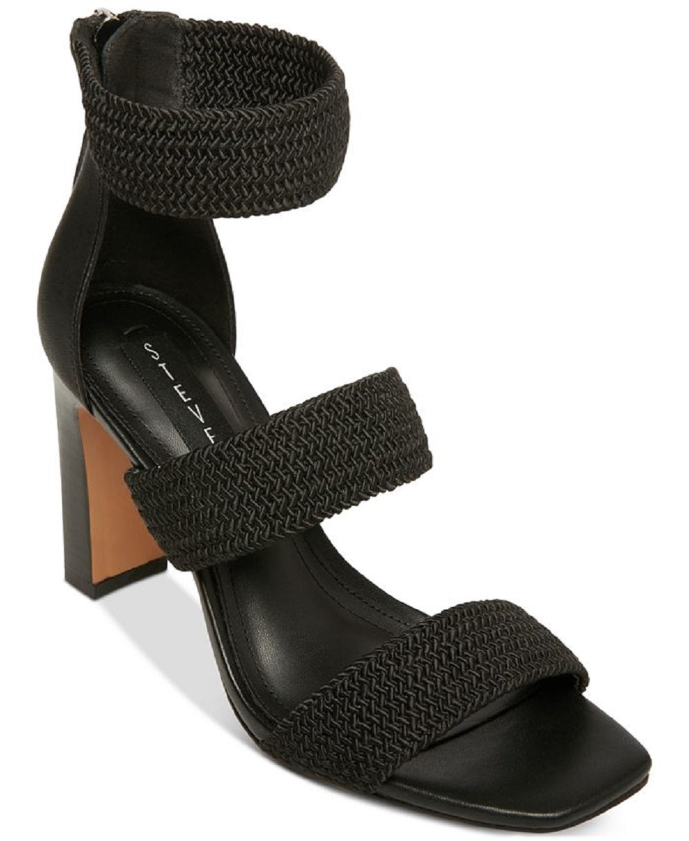 Steve Madden Women's Jelly Leather Woven Dress Heels Black Size 9.5