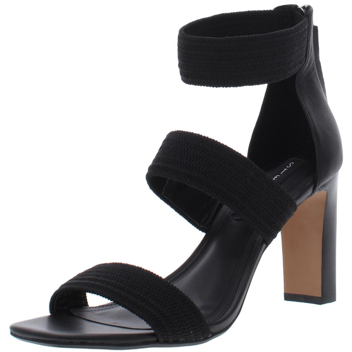 Steve Madden Women's Jelly Leather Woven Dress Heels Black Size 9.5