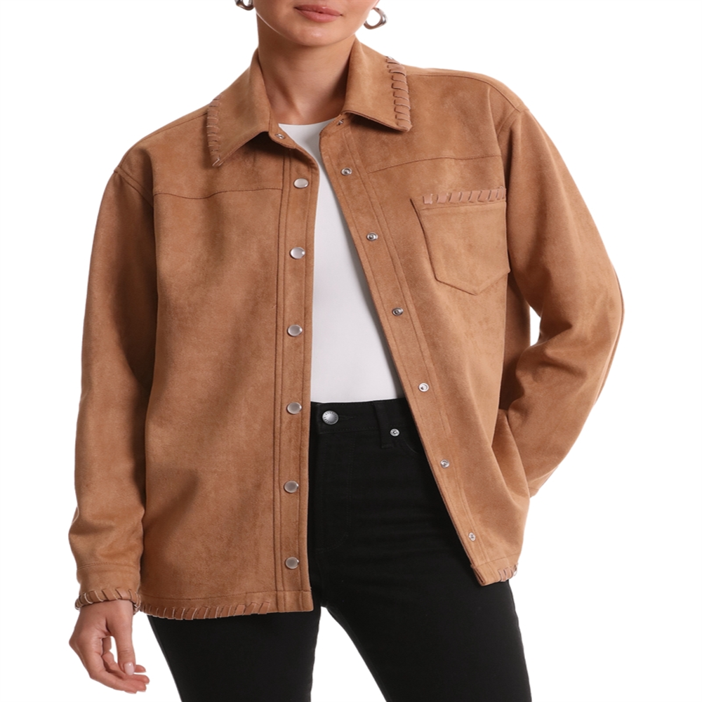 Bagatelle Faux Suede Shacket Camel