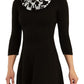 BCX Junior's Printed Scarf Fit & Flare Sweater Dress Black Size X-Large