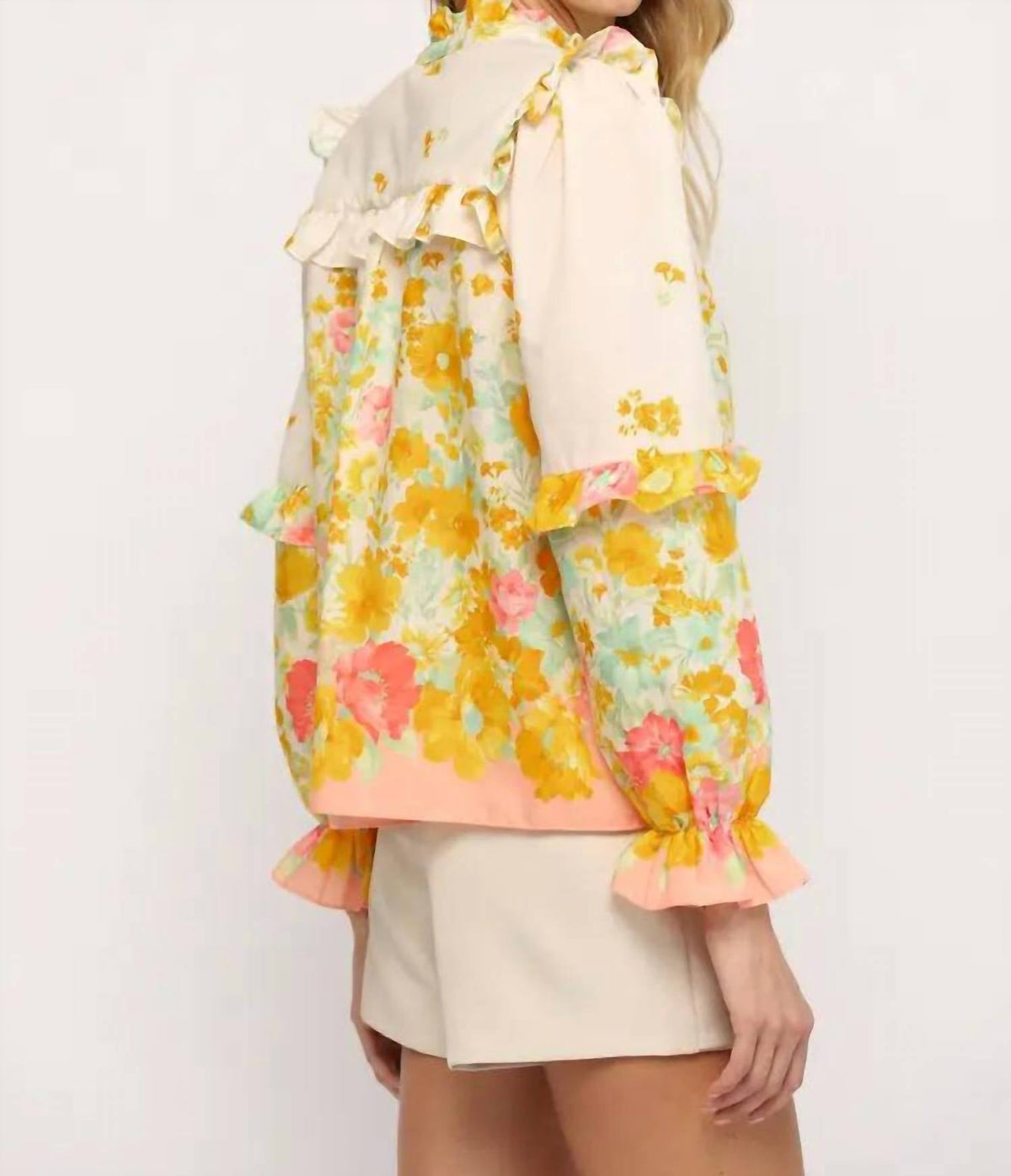 Fate - Floral Whimsy Ruffle Blouse