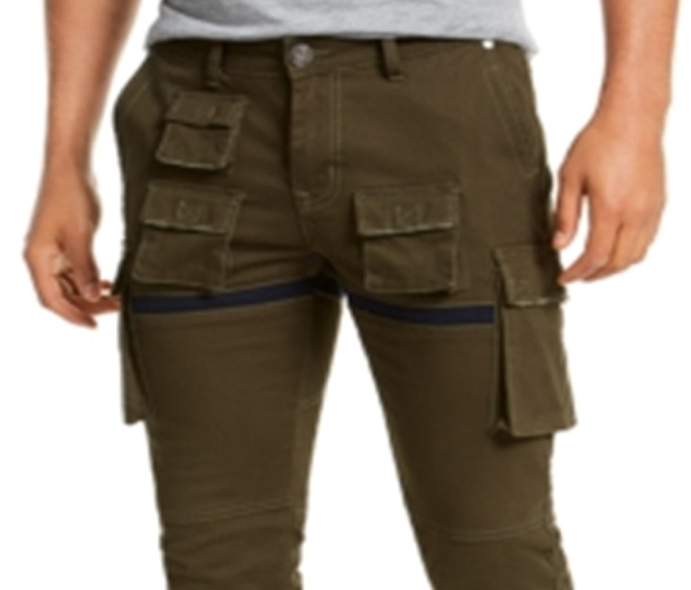 Reason Men's Cargo Expedition Sports Camo Slim Fit Pants Green Size X-Large