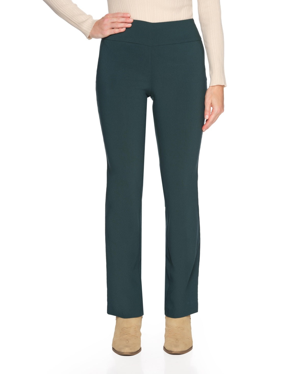 Cooper & Ella Women's Pull on Bootcut Pants with Faux Front Pocket Green Size 16