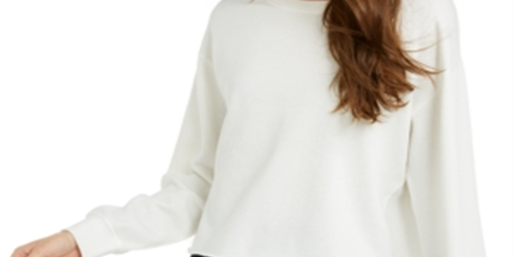 Hippie Rose Junior's Raw Hem Sweatshirt White Size X-Small
