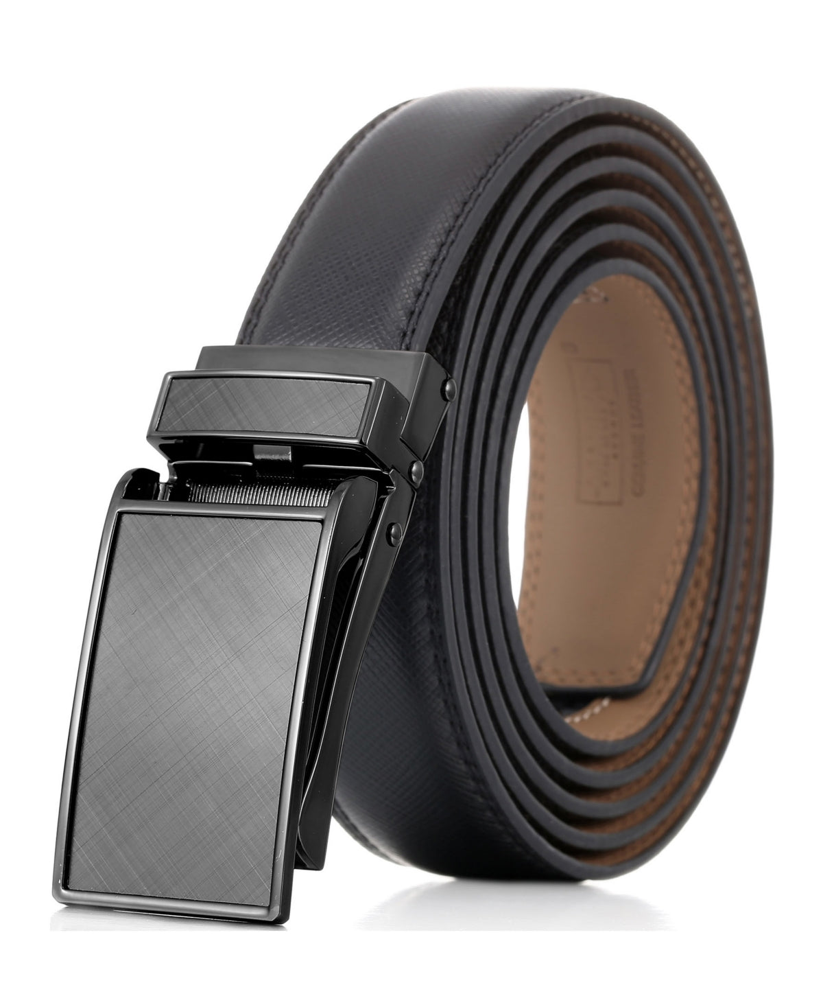 Mio Marino Men's Linxx Designer Ratchet Leather Belt Black Size Medium