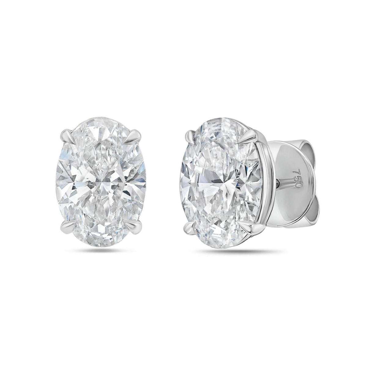 Diana M Jewels - 6.00 Cts Lab Grown Oval Cut Stud Earrings