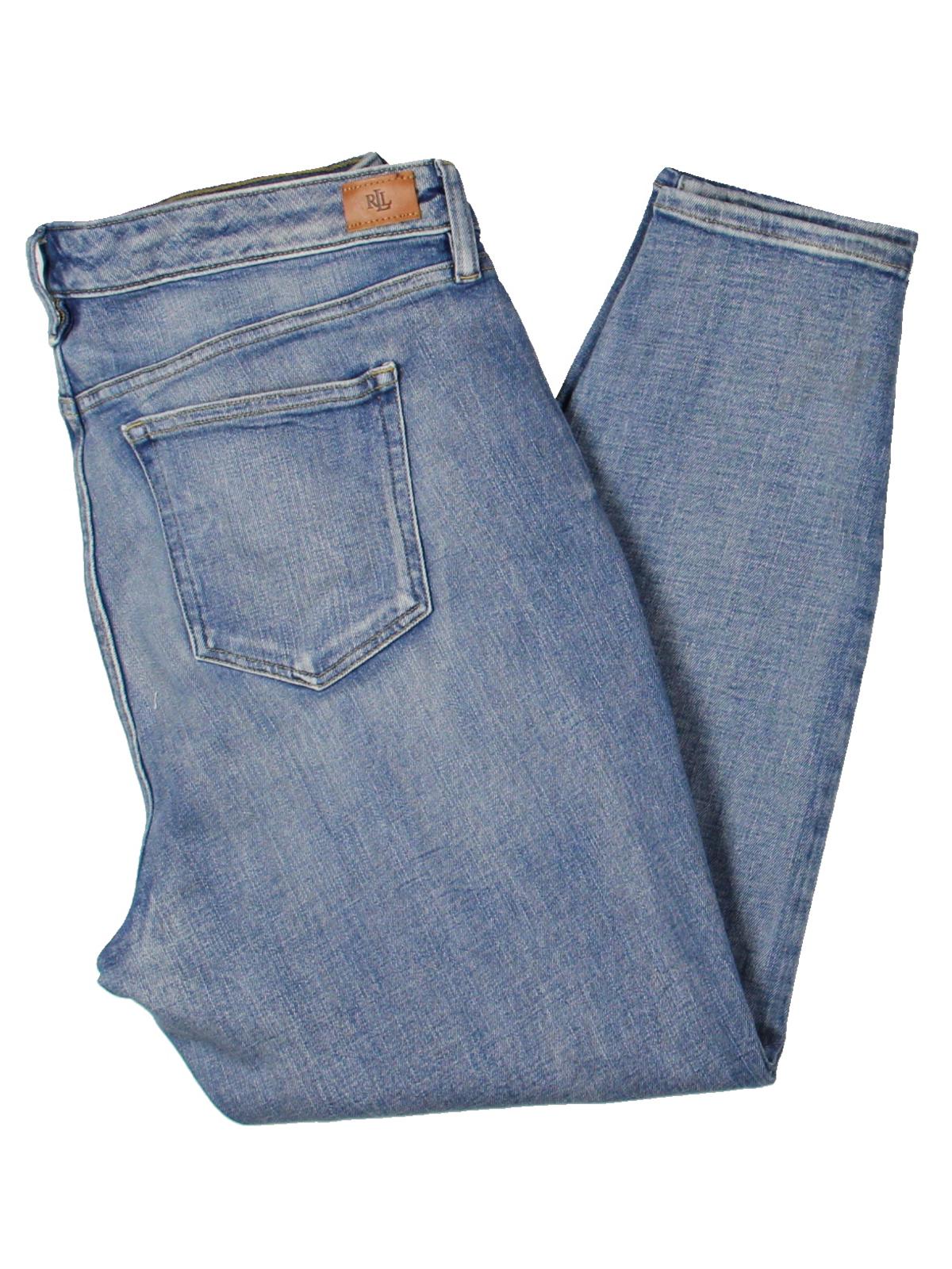 Ralph Lauren Women's Plus Denim Mid Rise Skinny Jeans Blue Size 20W