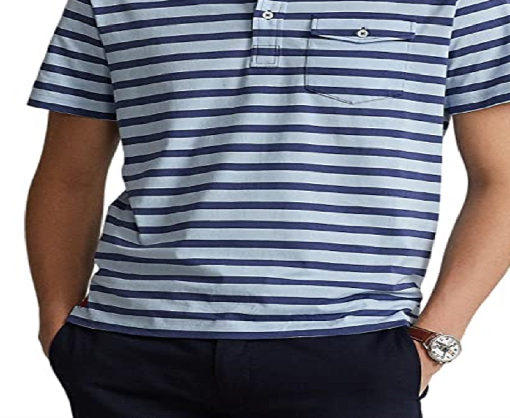 Polo Ralph Lauren Men's Striped Jersey Pocket Polo Shirt Blue Size Medium