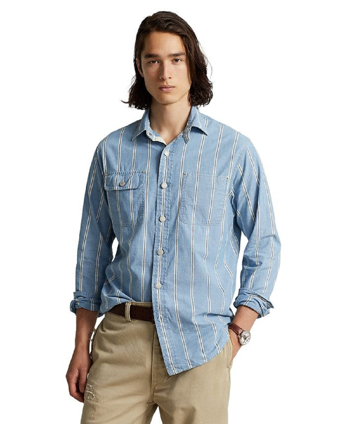 Polo Ralph Lauren Men's Classic Fit Cotton Workshirt Blue Size Large