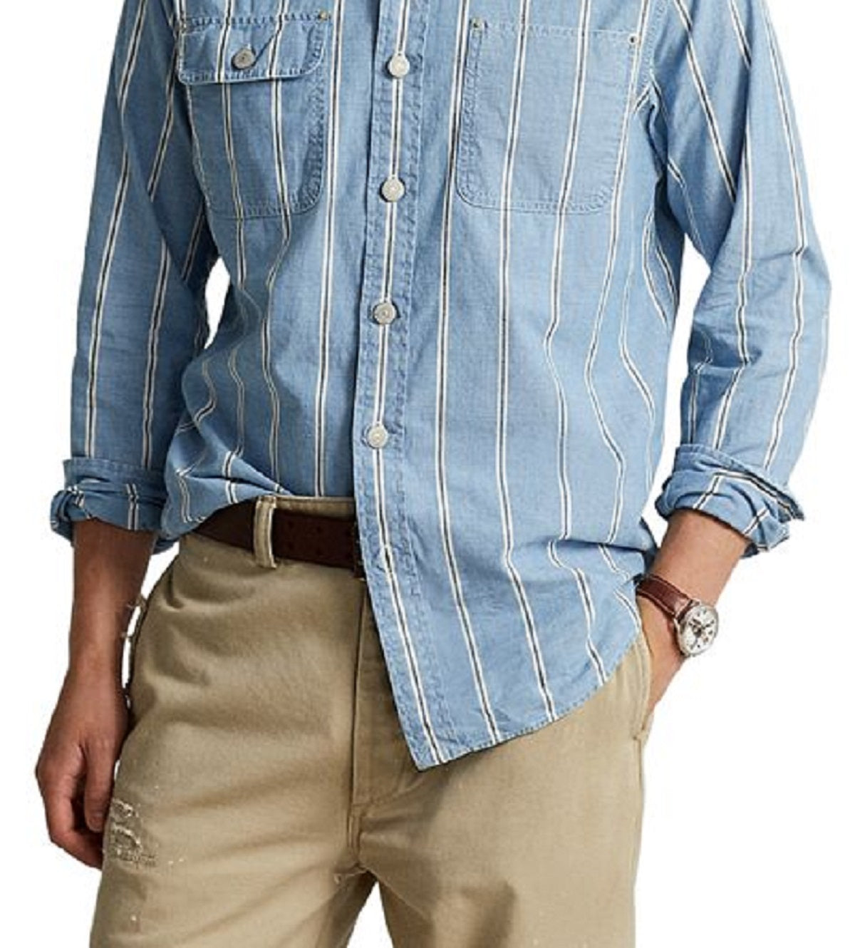 Polo Ralph Lauren Men's Classic Fit Cotton Workshirt Blue Size Large