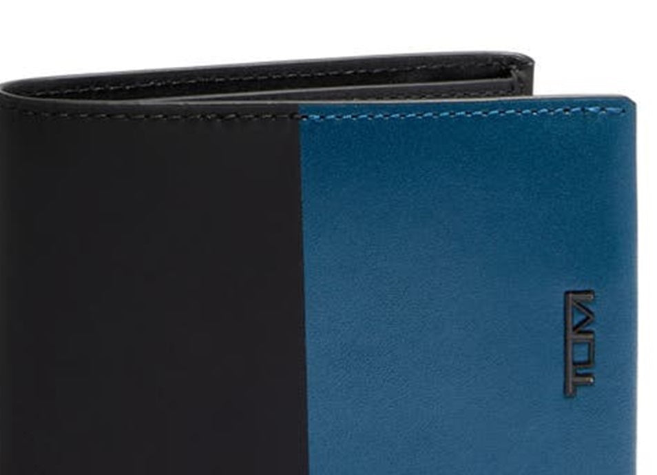 Tumi Men's RFID Leather Double Billfold Bag Blue Size Regular