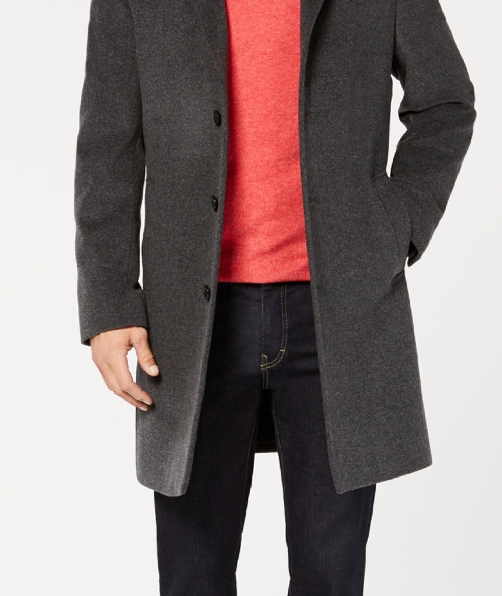 Michael Kors Men's Madison Wool Blend Modern Fit Overcoat Gray Size 46