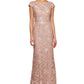 Alex Evenings Women's Sequined A Line Long Dress Brown Size 16