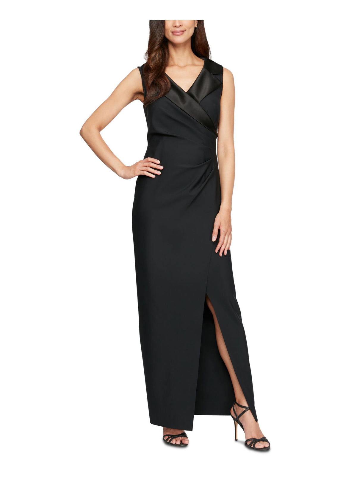 Alex Evenings Women's Notched Collar Gown Black Size 6