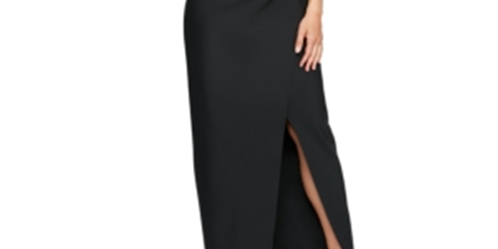 Alex Evenings Women's Notched Collar Gown Black Size 6