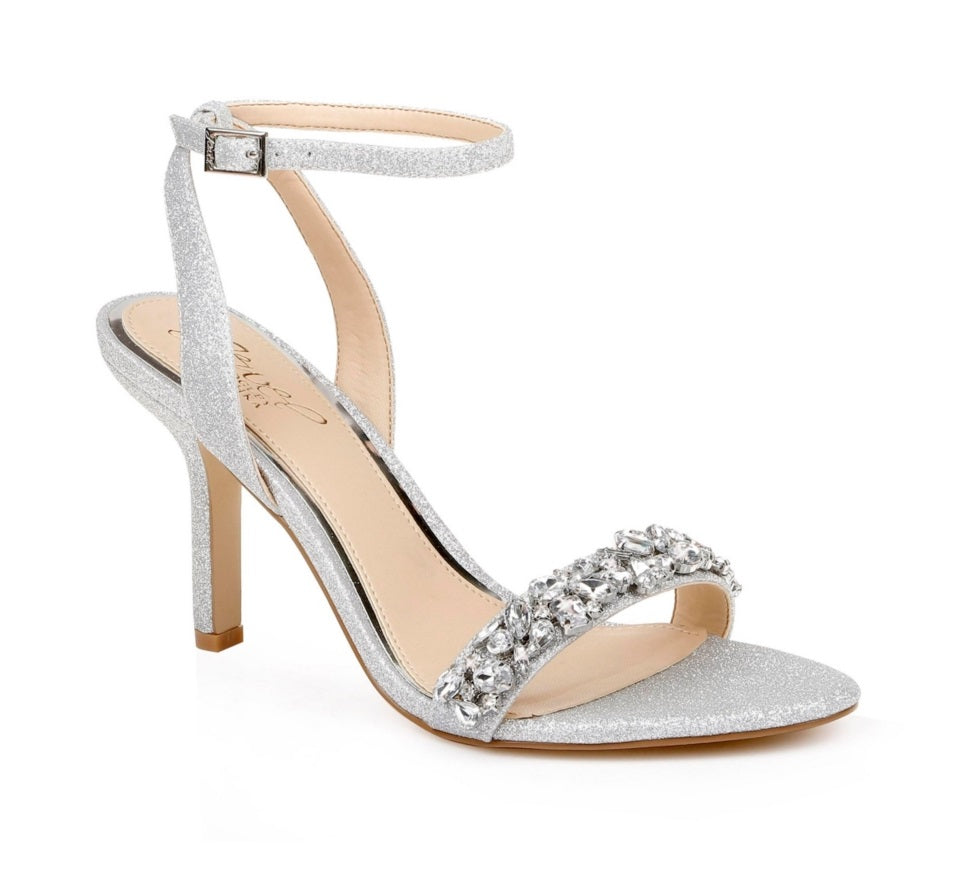 Badgley Mischka Women's Crystal Ankle Strap Sandal Gray Size 10 M