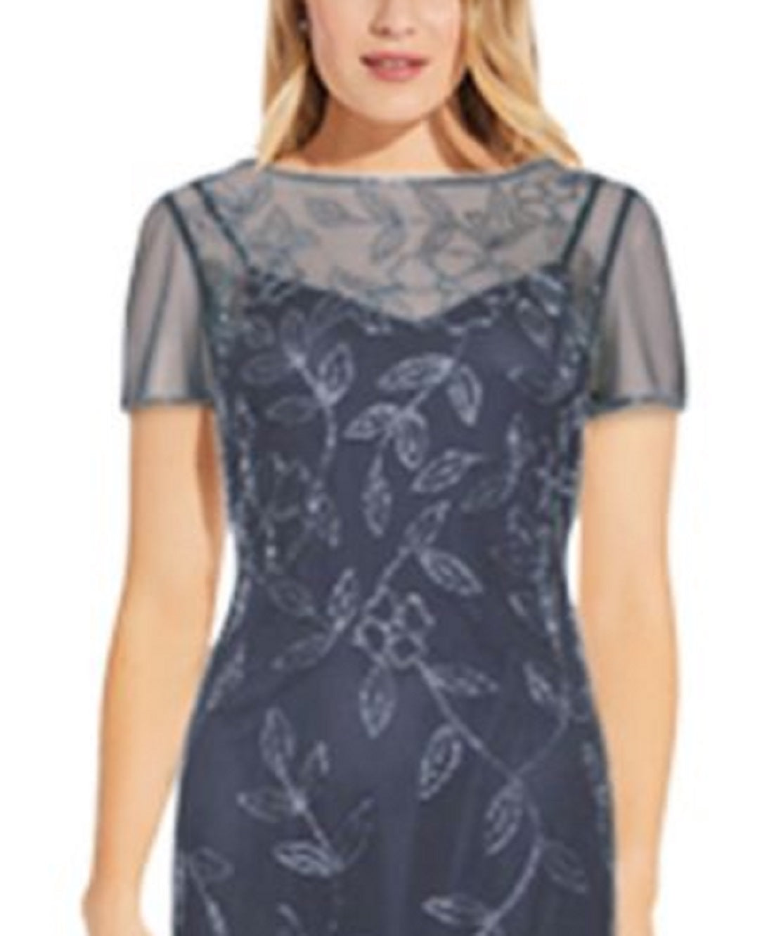 Papell Studio Women's Embellished Boat-Neck Dress Blue Size 4